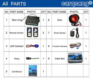 CARQSENG Sistema di Allarme Auto Unidirezionale di Alta Qualità per Auto Universali a 12V DC - Product Image 5
