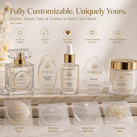 Étiquette personnalisée transparente en feuille d'or, autocollant imperméable en rouleau pour emballage de flacon de sérum cosmétique, logo adhésif, marque OEM ODM