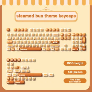 คีย์บอร์ดลายขนมปังนึ่งน่ารัก <span class=keywords><strong>mog</strong></span> คีย์138 keycap การ์ตูนกำหนดเองความร้อนซับลิเมชันสำหรับคีย์บอร์ดของขวัญ - Product Image 5