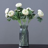 Rangkaian Bunga Ranunculus Peony Kecil Berkepala Dua Buatan untuk Dekorasi Rumah, Pernikahan, Hotel, dan Alat Peraga Fotografi