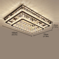 Plafonnier moderne certifié SAA, multi-couches, LED, acier inoxydable, cristal, 160W, avec télécommande