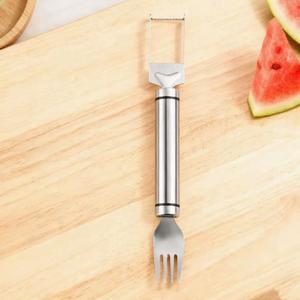 Syh1101 Outil de découpe de pastèque 2-en-1 pour cuisine, fourchette à pastèque, couteau à fruits, coupe-pastèque en acier inoxydable - Product Image 3