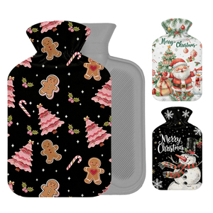 <span class=keywords><strong>Bouillotte</strong></span> en caoutchouc personnalisée très vendue avec housse en polaire de Noël pour soulager les douleurs aux épaules et à la taille - Product Image 1