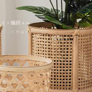Panier à fleurs tissé en rotin <span class=keywords><strong>support</strong></span> tissé en bambou pour bonsaï plantes balcon succulent vert radis présentoir au sol pour - Product Image 4