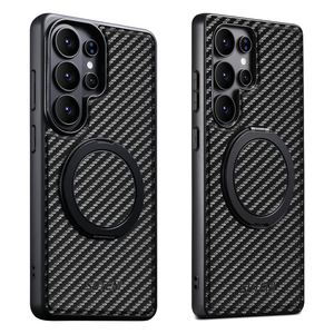 Étui de protection pour téléphone en cuir PU à motif carbone pour <span class=keywords><strong>Samsung</strong></span> Galaxy S26 Ultra S25 S24 S23 <span class=keywords><strong>S22</strong></span> 360 °   Anneau rotatif - Product Image 6
