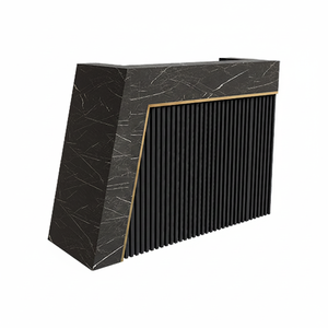 Mostrador de Recepción Moderno y Lujoso, Pequeño, para Salón de Belleza, Barbería, Gimnasio, Taller, Escuela, Hospital, Supermercado, Color Blanco Dorado - Product Image 2
