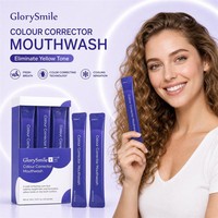 Sachets de bain de bouche correcteurs de couleur violette sans alcool, antibactériens, blanchissants, portables pour voyage, OEM, marque privée, usine
