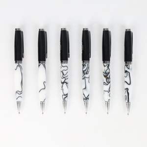 Stylo à bille en marbre acrylique, corps en résine colorée, luxe, fonction de torsion en métal, logo, stylo à bille pour cadeaux - Product Image 1