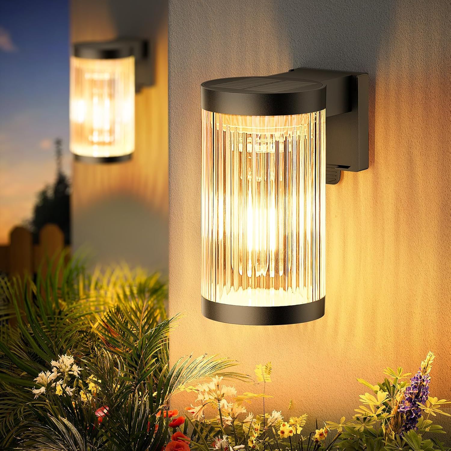 TAIKOO Warm White LED Solar Lamp Outdoor Waterproof IP65 Filament Light Bulb Garden Wall Light