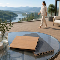 Plancher de terrasse en WPC de luxe, co-extrusion, design européen, garantie 5 ans, imperméable, ignifuge, écologique, anti-UV