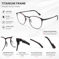 Monturas de Gafas Redondas Retro de Titanio, Nuevas, al por Mayor, Monturas de Gafas Ultraligeras para Mujer, Gafas Ópticas de Titanio