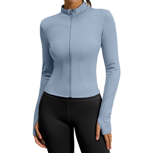 Vêtements de yoga pour femmes sur mesure en gros, veste respirante à coupe ajustée et séchage rapide, haut de yoga à col montant, adapté au fitness et à la course à pied - Product Image 4