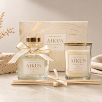 AIKUN - Juego de Velas Aromáticas y Difusores de Aroma Nórdicos Modernos, Marca Privada de Lujo para el Hogar, Caja de Regalo con Velas en Frascos de Vidrio