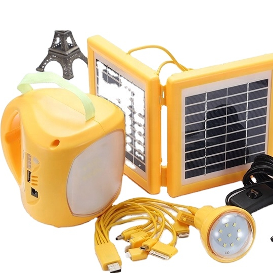 Портативный светодиодный фонарь для домашнего освещения, аварийное освещение, Солнечный комплект для кемпинга, Солнечный фонарь с USB-выходом