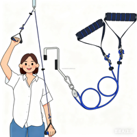 Set de Poleas para Ejercicio sobre Puerta - Diseño Desmontable - Capacidad de 20 kg - Metal Cromado Resistente - Asas Acolchadas Cómodas para Terapia