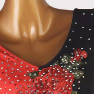 Vestido Moderno de Competición de Baile Latino, Traje de Una Pieza Estampado para Mujer, Falda de Spandex/Nylon - Product Image 5