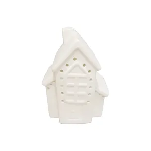 White Ceramic House White Home Decor Farmhouse Lighthouse Shape Ceramic Stoneware Christmas House Village With Led Light