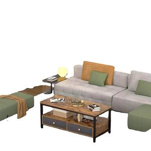 Tavolino da Divano Classico con Due Cassetti, Bestseller per Soggiorno, Tavolino Moderno in Marmo Quadrato e Semplice - Product Image 4