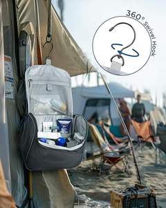 Sac <span class=keywords><strong>de</strong></span> toilette suspendu en polyester résistant à l'eau <span class=keywords><strong>avec</strong></span> logo personnalisé et rotation à 360° °   Crochet pivotant pour hôtel/gym/camping, vente en gros disponible - Product Image 6