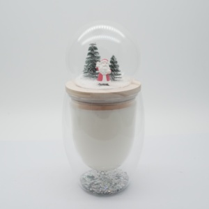 Bougie artisanale en verre double couche de la série Noël avec paillettes en forme de petites étoiles pour la décoration de Noël et de la maison - Product Image 4