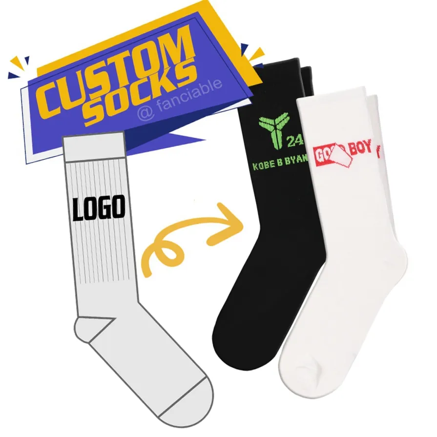 crew fashion OEM personalized logo custom design white black men tube cotton tube socks sox crew dress socks stock lot