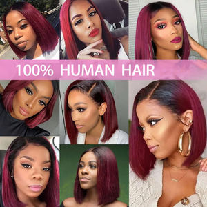 Peluca con malla frontal HD sin pegamento prearrancada Ombre 1B 99J Cabello natural vietnamita virgen crudo Super Double Drawn <span class=keywords><strong>Bob</strong></span> Pelucas Cabello humano - Product Image 5