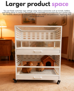 <span class=keywords><strong>Cage</strong></span> de taille moyenne pour petits animaux, facile à installer, utilisable à l'intérieur et à l'extérieur, avec un plateau de style tabouret à tiroir - Product Image 6