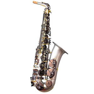 <span class=keywords><strong>Sassofono</strong></span> Contralto Professionale Huayun Eb in Nichel Argento Laccato Oro con Custodia Rigida Regolabile e Bocchino - Product Image 1