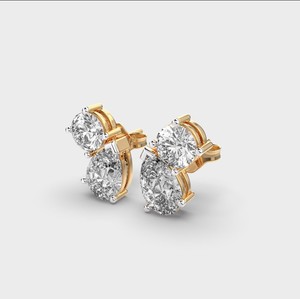 Pendientes de Diamantes Cultivados en Laboratorio con Corte de Pera, Dos Piedras, Oro Blanco/Rosa/Amarillo de 18K, Chapado en Rodio, Certificados por IGI, para Aniversario de Bodas - Product Image 2