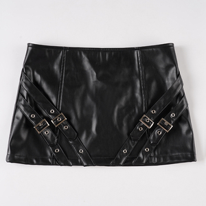 กระโปรงหนังเอวต่ำดีไซน์หัวเข็มขัดโลหะสไตล์ดาร์กพังก์ สำหรับใส่ไปไนต์คลับ บาร์ โดดเด่น เซ็กซี่ กระชับรูปร่าง ทรงมินิสั้น - Product Image 6