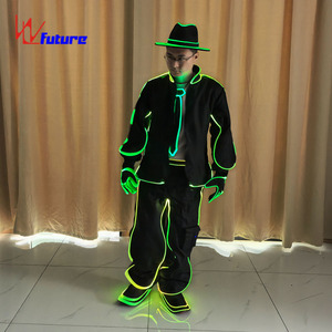 Set di Costumi da Ballo Fluorescenti ad Alta Visibilità <span class=keywords><strong>MJ</strong></span> con Cappello Fedora per Spettacoli Teatrali, Feste, Concerti - Disponibile all'Ingrosso - Product Image 3
