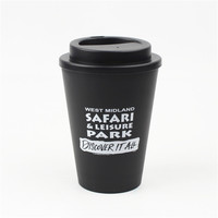 Tasses à café en plastique, Double paroi avec couvercles, 12oz, 10 pièces