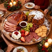 Extragroßes Serviertablett aus Akazienholz, Charcuterie-Brett mit Abnehmbaren Trennwänden zum Servieren von Speisen, 360 °   Drehbare Runde Servierplatten