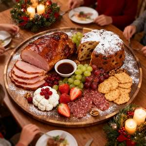 Plateau de service en <span class=keywords><strong>bois</strong></span> d'acacia extra large, <span class=keywords><strong>planche</strong></span> à charcuterie avec séparateurs amovibles pour le service des aliments, 360 °   Plateaux ronds rotatifs - Product Image 6