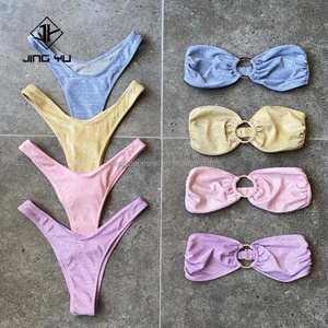 Traje de Baño Bikini Brillante Metálico Personalizado, Tejido Brillante Lurex, Bikinis Sexys 2024 - Product Image 2