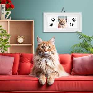 Dog Paw Print Photo <b>Frame</b> Wooden Magnetic Wall Mount Rectangular Horizontal For Living Room Bedroom Study Entryway - Product Image 2