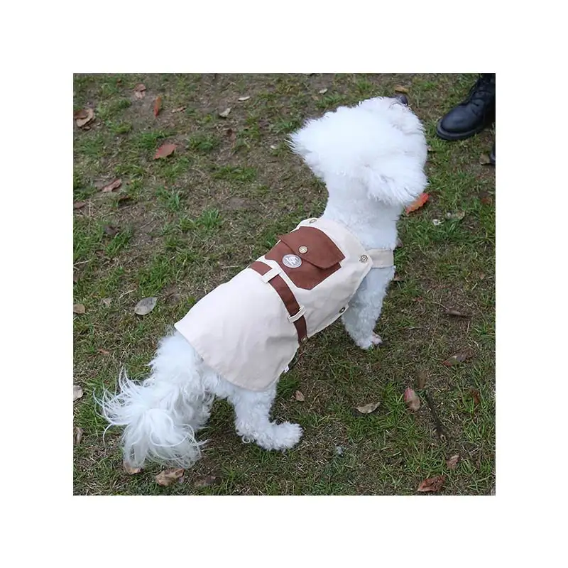 Maychanカスタムコットンかわいいソリッドペット子犬犬の服、ポケット付きのファッション快適な犬のシャツ