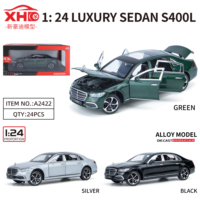 Voiture miniature en métal à l'échelle 1:24, modèle S400L BENZ, avec fonction de recul, lumières et musique, pour garçons