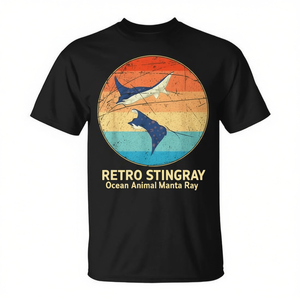 Camiseta Retro Stingray Ocean Animal Manta Ray, color negro, para adultos, unisex - Product Image 2