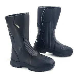 Bottes de moto imperméables de haute qualité en cuir pour homme, chaussures de moto, bottes de tourisme - Product Image 1