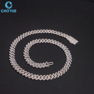 Collar de Cadena de Plata 925 con Baño de Oro Rosa y Moissanita, Corte Brillante, Engaste en Canal, Certificado GRA, Lujoso Estilo Hip Hop para Hombre - Product Image 3