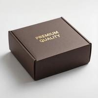 Boîte d'Emballage Cadeau Ondulée Luxe et Sur Mesure en Carton Marron avec Dorure Or, Idéale pour l'Expédition et les Présentations