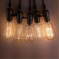 Ampoule à filament décorative vintage ST64, verre ambré, dimmable, 25w 40w 60w, ampoule Edison pour luminaire suspendu de style industriel antique