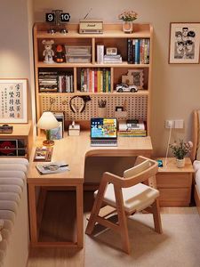 多機能テーブルデザイン木製ライティングデスク寝室用オフィステーブルコンピュータデスク竹テーブル仕事研究用 - Product Image 4