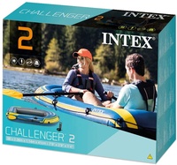 Bateau gonflable INTEX 68367 Challenger 2 pour 2 personnes, 236 x 114 x 41 cm, léger, stable, prêt à la navigation