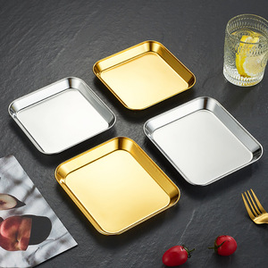 304 <strong>Stainless</strong> Steel Korean Food <strong>Rectangular</strong> <strong>Serving</strong> Tray Metal Gold and Natural Dishes &amp; <strong>Plates</strong> square Dinner <strong>Plate</strong> - Product Image 2