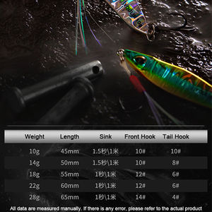 Jig métallique <span class=keywords><strong>Horizon</strong></span>, hameçons de jigging, 10g 14g 18g 22g 28g, jigging côtier, pêche à la traîne, leurre de pêche à la mer, appât artificiel, équipement de pêche - Product Image 2