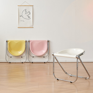 Sedia Pieghevole Minimalista Casual, Sgabello Trasparente di Tendenza, Sedia per Fotografia, Sgabello in Acrilico per Casa e Caffè - Product Image 3