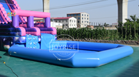 Toboggan aquatique gonflable de grande taille de qualité commerciale personnalisé, piscine d'eau amovible avec souffleur