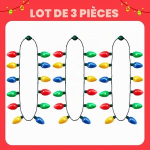 Neon-Glo LED Light up Multicolor Jumbo Bulbs Christmas Plastic Necklace Flashing Battery Operated - Product Image 2